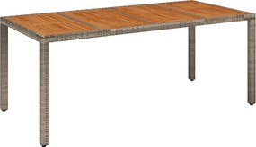 vidaXL szürke polyrattan falapos kerti asztal 190 x 90 x 75 cm
