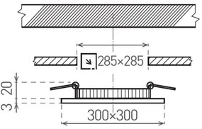 LED Beépíthető lámpa VEGA LED/24W/230V 2900/3900/5800K 30x30 cm fehér