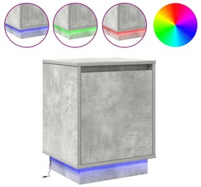 Beton szürke éjjeli szekrény beépített LED világítással 39x34.5x50 cm