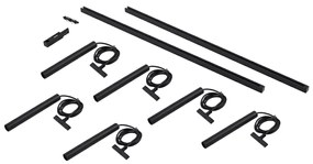 Modern sínrendszer 6 fekete függőlámpa foglalattal, 1 fázisú - Slimline Keno