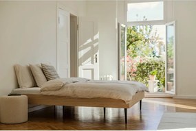 Fekete forgácslemez franciaágy ágytámla nélkül ágyráccsal 160x200 cm Streiko – noo.ma