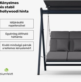 Blumfeldt FlexiSwing, hollywoodi hinta, 4 üléses, állítható háttámla, napellenző, időjárásálló