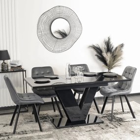 Stół CLARK Rozkładany 120-160 cm Czarny Połysk