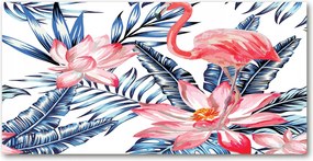 Fotó-üvegkép Flamingók és növények 140x70