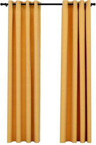vidaXL 2 db sárga vászonhatású sötétítőfüggöny fűzőkarikával 140 x 245 cm