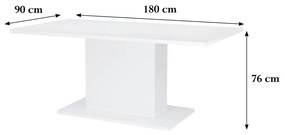 Yorki Elegant étkezőasztal 180x90 cm fehér