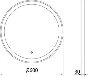 Mexen Esso világított, kerek fürdőszobai tükör, 60 cm, LED 6000K, páramentes, fekete keret - 9825-060-060-611-70