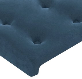 sötétkék bársony LED-es fejtámla 200x5x118/128 cm