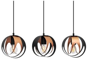 Csillár zsinóron MOONLIGHT 3xE27/15W/230V fekete/réz