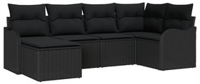 6 részes Kertibútor szett párnákkal Fekete Poli Rattan, 2 személyes kertibútor párnákkal Fekete Poli Rattan