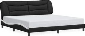 vidaXL fekete és fehér műbőr ágykeret matrac nélkül Hvar 200x200 cm