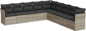 vidaXL 9 részes világosszürke polyrattan kerti ülőgarnitúra párnával