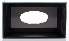 Vetrario design víztiszta-szürke szögletes körbe tükrös borítású zsebkendőtartó doboz 10,5x26x15cm