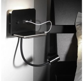 ONLI - LED Rugalmas kislámpa polccal és USB töltővel PLAK LED/1W/230V fekete