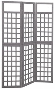 3 paneles szürke tömör fenyő térelválasztó/lugasrács 121x180 cm