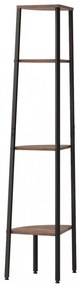 4 szintes sötétbarna és fekete sarokpolc 45,5 x 31,5 x 150 cm