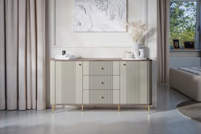 Vesper komód 160 cm fiókokkal - kasmír / dió / arany lábak