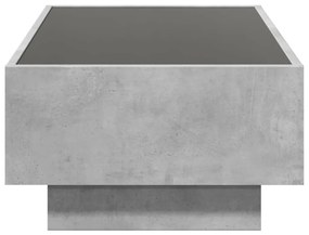 betonszürke szerelt fa dohányzóasztal LED-del 90 x 50 x 30 cm