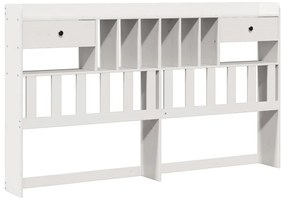 fehér tömör fenyőfa könyvespolcos ágy matrac nélkül 180x200 cm