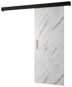 Tolóajtó 90 cm Sharlene I (fehér márvány + matt fekete + arany). 1043593