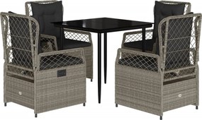 vidaXL 5részes világosszürke polyrattan kerti étkezőgarnitúra párnával