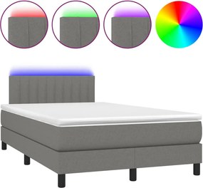 vidaXL sötétszürke szövet rugós és LED-es ágy matraccal 120 x 200 cm
