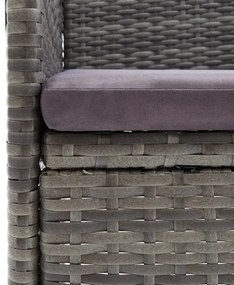 7 részes szürke polyrattan kerti étkezőgarnitúra párnákkal