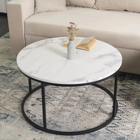 Dohányzóasztal Fehér Márvány/Fekete Színben. CONNY MAX