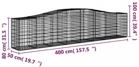 8 db íves horganyzott vas gabion kosár 400x50x80/100 cm