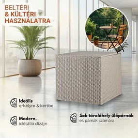 RICCO polyrattan tárolódoboz, 318L, 75x75x70 cm, krémszínű Casaria