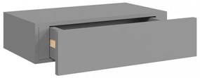 2 db szürke MDF falra szerelhető fiókos polc 40 x 23,5 x 10 cm