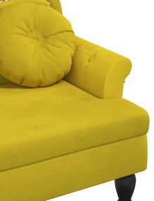 sárga bársony pad párnákkal 120,5 x 65 x 75 cm