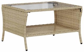 vidaXL 2 személyes bézs polyrattan kerti kanapé asztallal&amp;párnával