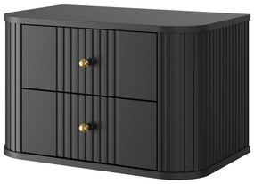 Vesper függő éjjeliszekrény készlet 56 cm - fekete / arany fogantyúk