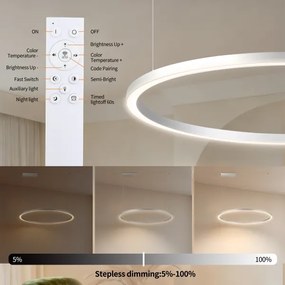 Brilagi-LED dimmelhető kábelcsillár PORTOFINO LED/60W/230V átm. 80 cm ezüst + távirányító