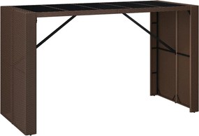 vidaXL barna polyrattan kerti asztal üveglappal 185 x 80 x 110 cm
