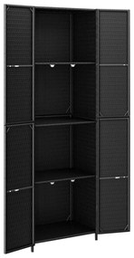 fekete polyrattan kerti tárolószekrény 59 x 40 x 180 cm