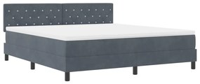 Boxspring Ágy Mattal Sötétszürke Szuper Király Bársony