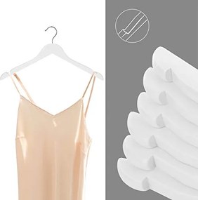 Fából készült ruhafogas, 360°-ban forgatható kampó, csúszásmentes, 44 cm hosszú, fehér