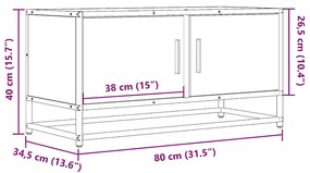sonoma tölgyszínű szerelt fa és fém TV-szekrény 80x34,5x40 cm