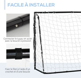 HOMCOM Foci Kapu - Labdarúgó Kapu - Edző Kapu 186L x 62W x 123H cm - fém vázas PE háló - cövekek és szerszám mellékelve - fekete fehér | Aosom