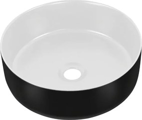 Eros SIMPLE 8 - PULTRA ültethető - Top Counter - porcelán mosdó- MATT FEKETE/FEHÉR - 36 x 36 x 13 cm