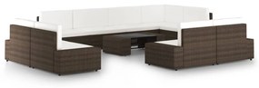 vidaXL 10 részes barna polyrattan kerti ülőgarnitúra párnákkal