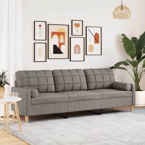 3 személyes tópszínű szövetkanapé díszpárnákkal 210 cm