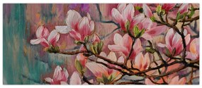 Kép - olajfestmény, virágzó Sakura (120x50 cm)