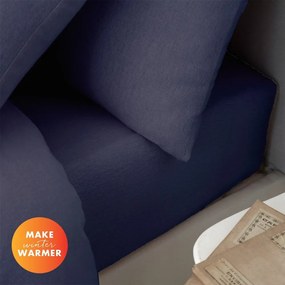 Sötétkék gumis flanel lepedő 150x200 cm Brushed – Catherine Lansfield