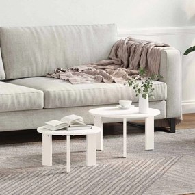 Dohányzóasztal 2 pcs Fehér 47.5 x 47.5 x 27 cm Tömör fenyőfa