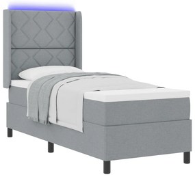 Boxspring Ágy Matraccal és LED Fénnyel Szürke 90x190 cm Szövet