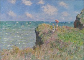 Üveg kép - Claude Monet, Cliff Walk at Pourville, reprodukciók (70x50 cm)