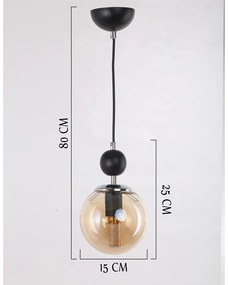 Okkersárga-fekete függőlámpa üveg búrával ø 15 cm Marble – Squid Lighting